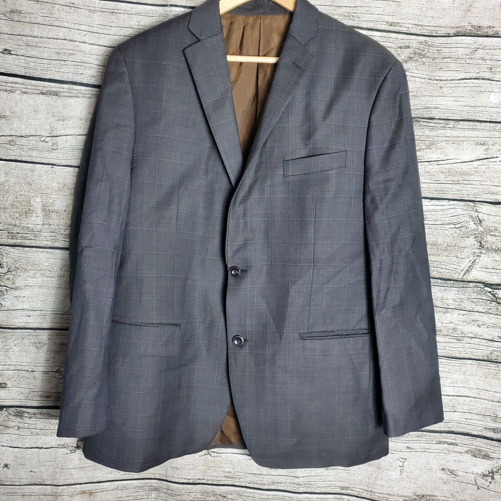 Macy's Men's Store Blazer Sport Coat Jacket Gray 42R Wool